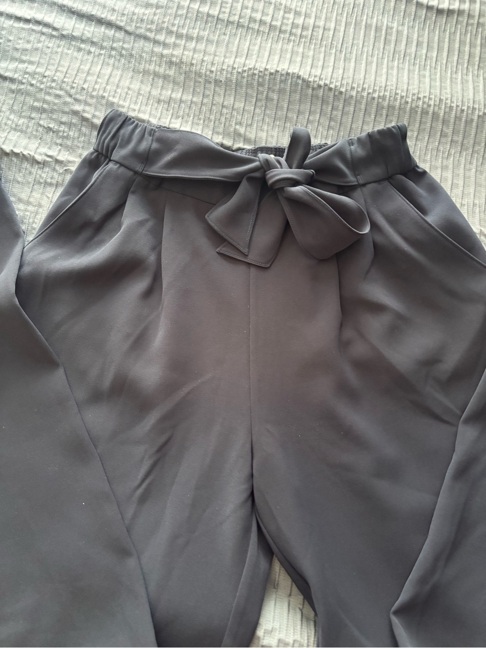 Lululemon Woven Noir Dress Pants Womens 6 navy blue High Wide Leg Tie Belt - Picture 4 of 7